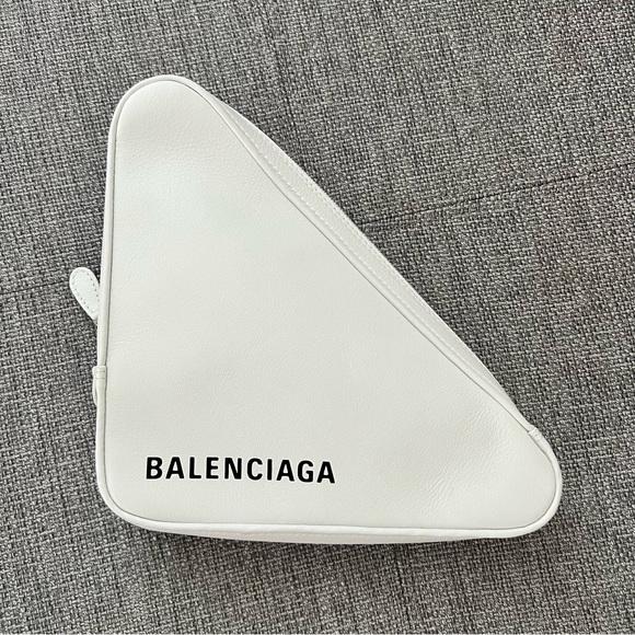 Authentic Balenciaga White Triangle Pouch Clutch - Picture 1 of 12